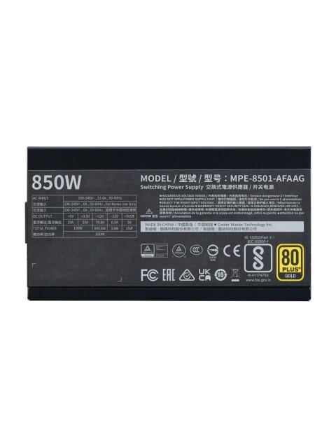 FUENTE DE PODER COOLER MASTER MWE GOLD 850 - V2 FULL MODULAR 80 PLUS GOLD MODULAR 24-PIN ATX 120MM 850W