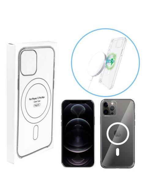 FUNDA MAGNETICA CARGA INALAMBRICA PARA IPHONE 12 PRO MAX TRANSPARENTE