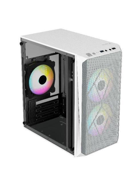 GABINETE ACTECK DOOM GI630 CON VENTANA MICRO-TOWER MICRO-ATX-MINI-ITX USB 3.0-2.0 CON FUENTE DE 500W 3 VENTILADORES RGB INSTALADOS BLANCO