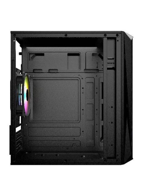 GABINETE ACTECK DOOM GI630 CON VENTANA MICRO-TOWER MICRO-ATX-MINI-ITX USB 3.0-2.0 CON FUENTE DE 500W 3 VENTILADORES RGB INSTALADOS NEGRO