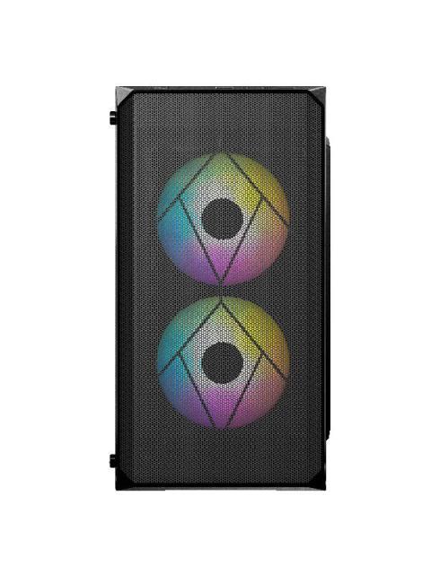 GABINETE ACTECK DOOM GI630 MICRO-TOWER MICRO-ATX-MINI-ITX USB 2.0-3.0 CON FUENTE DE 500W 3 VENTILADORES INSTALADOS NEGRO