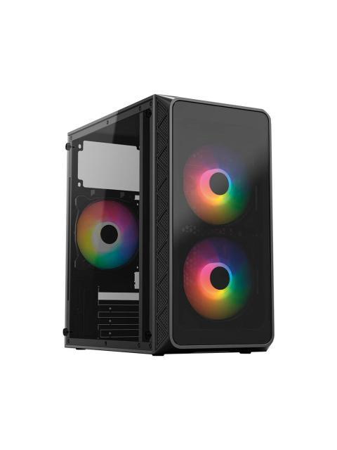 GABINETE ACTECK DOOM PRO CRYSTAL GI730 MINI-TOWER MICRO-ATX-MINI-ITX USB 2.0-3.0 CON FUENTE DE 600W 3 VENTILADORES INSTALADOS NEGRO