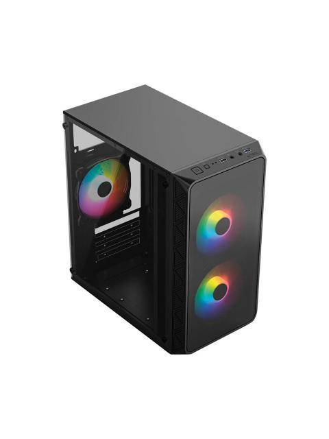GABINETE ACTECK DOOM PRO CRYSTAL GI730 MINI-TOWER MICRO-ATX-MINI-ITX USB 2.0-3.0 CON FUENTE DE 600W 3 VENTILADORES INSTALADOS NEGRO