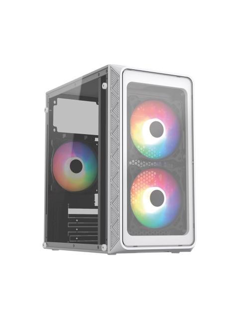 GABINETE ACTECK DOOM PRO CRYSTAL GI730C MINI-TOWER MICRO-ATX-MINI-ITX USB 2.0-3.0 CON FUENTE DE 600W 3 VENTILADORES INSTALADOS BLANCO