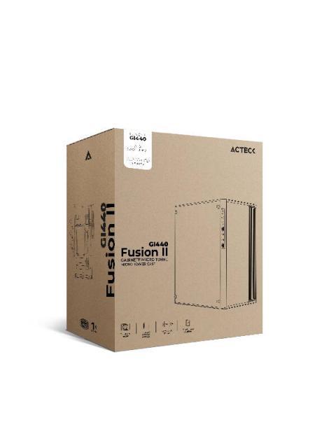 GABINETE ACTECK FUSION II GI440 CON VENTANA MICRO TOWER ATX-ITX-MICRO ATX-MINI-ITX USB 2.0-3.0 CON FUENTE DE 500W SIN VENTILADORES INSTALADOS NEGRO