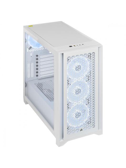 GABINETE CORSAIR ICUE 4000D RGB AIRFLOW CON VENTANA MIDI-TOWER ATX USB 3.2 SIN FUENTE 3 VENTILADORES RGB INSTALADOS BLANCO