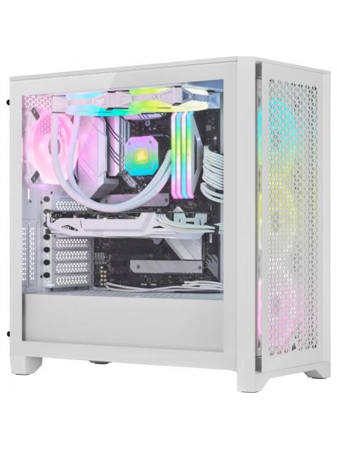 GABINETE CORSAIR ICUE 4000D RGB AIRFLOW CON VENTANA MIDI-TOWER ATX USB 3.2 SIN FUENTE 3 VENTILADORES RGB INSTALADOS BLANCO