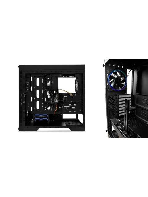 GABINETE GAME FACTOR CSG601 CON VENTANA RGB FULL-TOWER ATX-E-ATX-MICRO-ATX-MINI-ITX USB 2.0-3.0 SIN FUENTE 1 VENTILADOR INSTALADO NEGRO