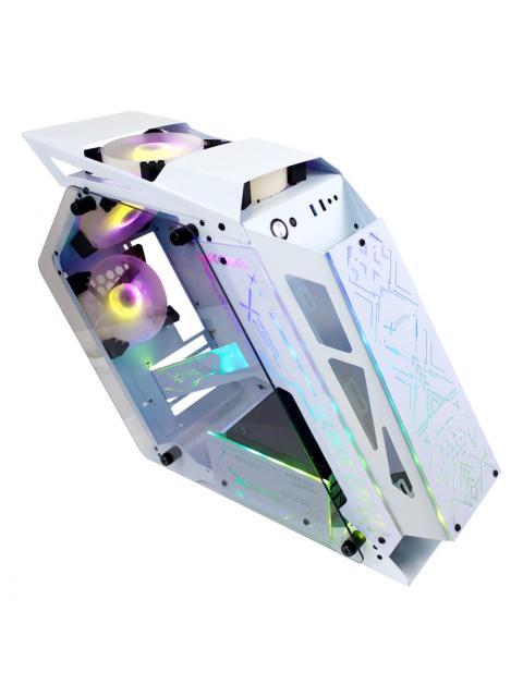 GABINETE XZEAL IR02 CON VENTANA MIDI-TOWER MICRO ATX-MINI ITX USB 3.0-2.0 SIN FUENTE 4 VENTILADORES INSTALADOS RGB BLANCO