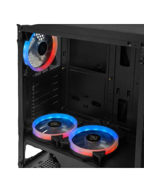 GABINETE YEYIAN KRYPTON CON VENTANA MIDI TOWER ATX-MICRO-ATX USB 3.0 SIN FUENTE 3 VENTILADORES INSTALADOS ARGB NEGRO