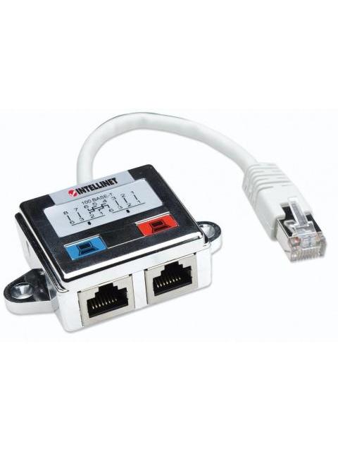 INTELLINET ADAPTADOR RJ-45 MACHO - 2X RJ-45 HEMBRA PLATA