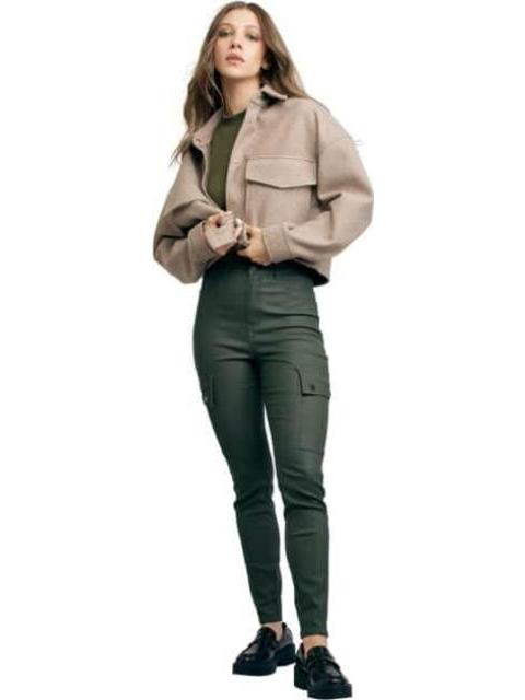 JEANS SUPERSKINNY CINTURA ALTA VERDE OLIVO ATMOSPHERE DNM