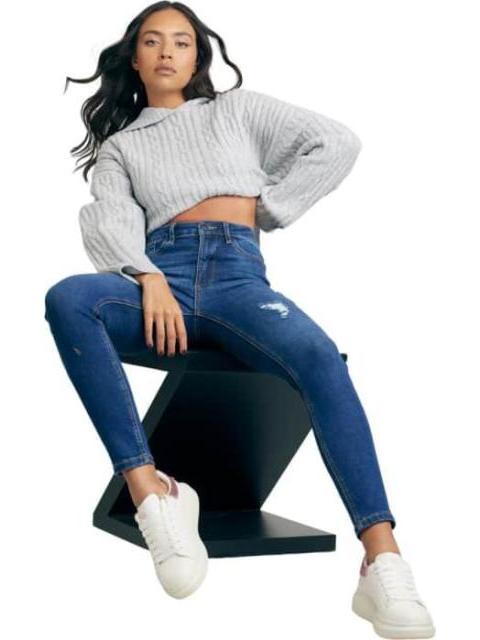 JEANS SUPERSKINNY CINTURA ALTA GRIS ATMOSPHERE DNM
