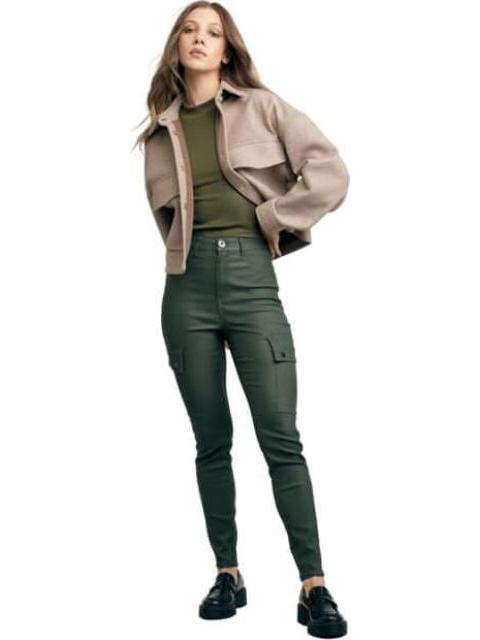 JEANS SUPERSKINNY CINTURA ALTA VERDE OLIVO ATMOSPHERE DNM