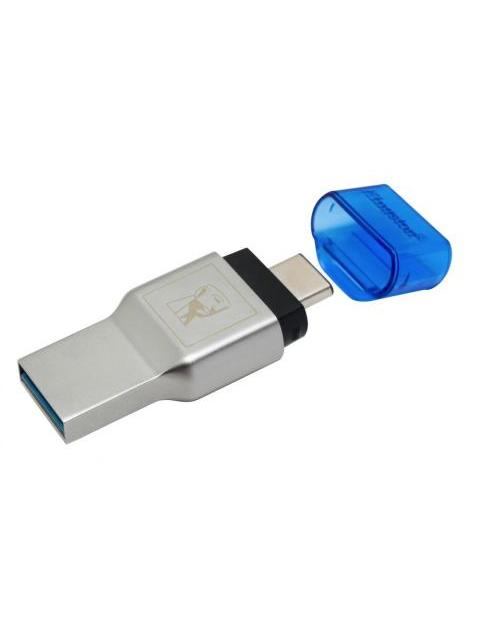 KINGSTON LECTOR DE MEMORIA MOBILELITE DUO 3C MICROSD USB 3.0 10MBIT-S AZUL-PLATA