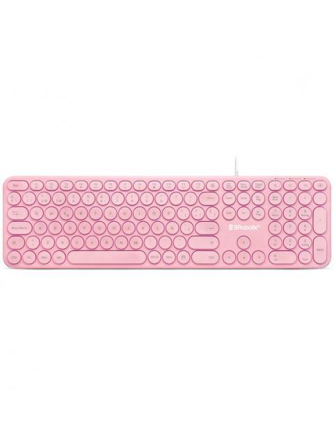 KIT DE TECLADO Y MOUSE BROBOTIX 6001196 ALAMBRICO USB ROSA (ESPANOL)