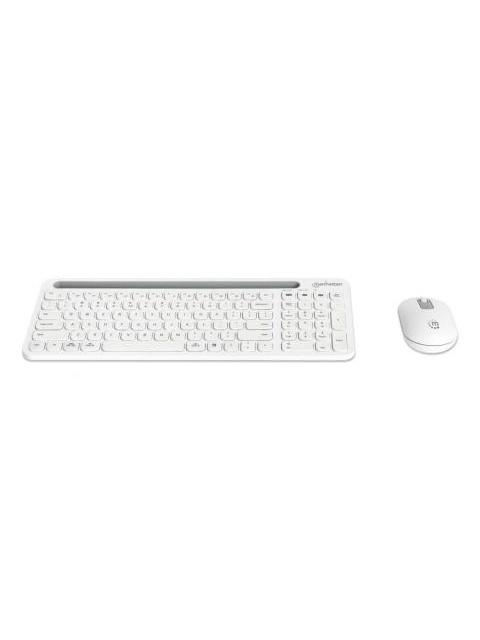 KIT DE TECLADO Y MOUSE MANHATTAN 180580 INALAMBRICO RF INALAMBRICO-BLUETOOTH BLANCO INGLES