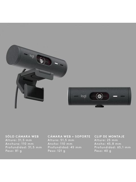 LOGITECH WEBCAM BRIO 500 CON MICROFONO 4MP 1920 X 1080 PIXELES USB-C NEGRO
