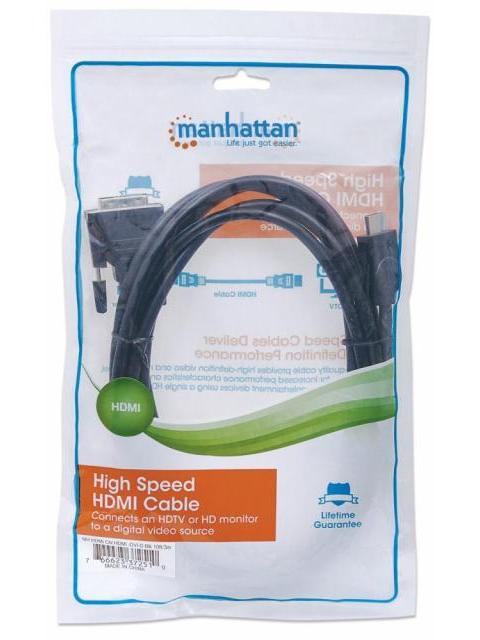MANHATTAN ADAPTADOR HDMI MACHO - DVI-D MACHO 3.05 METROS NEGRO