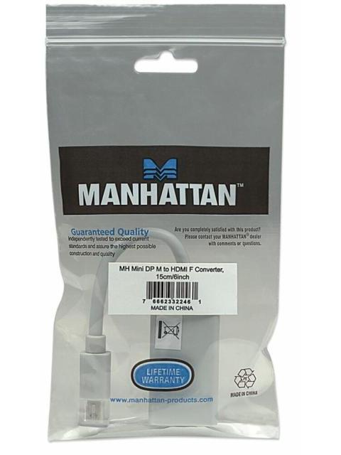 MANHATTAN ADAPTADOR MINI DISPLAYPORT 1.1 MACHO - HDMI HEMBRA 1080P 60HZ 15CM BLANCO