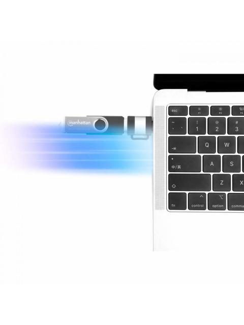 MANHATTAN ADAPTADOR USB 3.0 MACHO - USB C HEMBRA NEGRO-GRIS