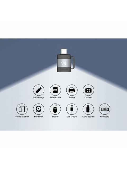 MANHATTAN ADAPTADOR USB 3.0 MACHO - USB C HEMBRA NEGRO-GRIS