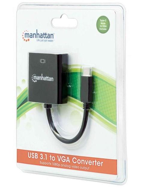 MANHATTAN ADAPTADOR USB-C 3.1 MACHO - VGA HEMBRA NEGRO