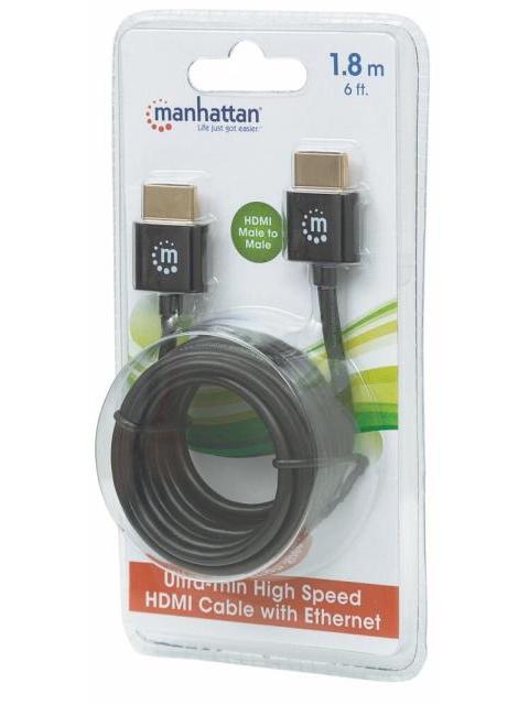 MANHATTAN CABLE HDMI MACHO - HDMI MACHO 4K 60HZ 1.8 METROS NEGRO