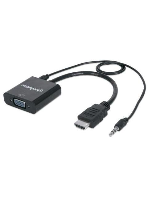 MANHATTAN CONVERTIDOR HDMI MACHO - VGA HEMBRA NEGRO