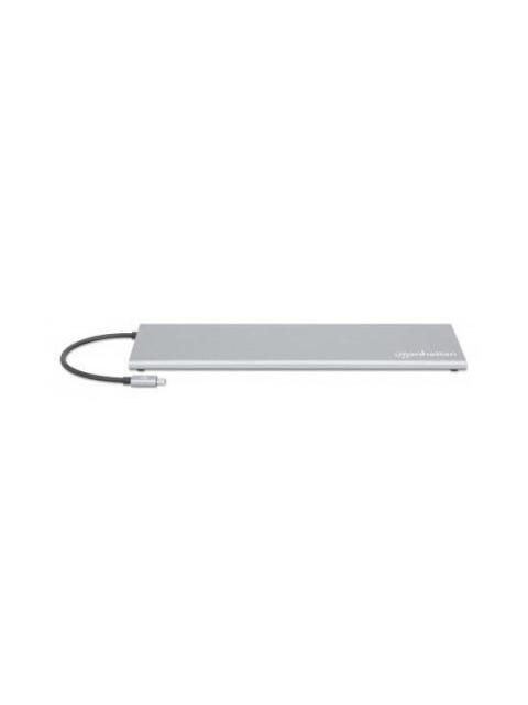 MANHATTAN DOCKING STATION USB C - 3X USB 3.0 1X USB C 1X HDMI 1X VGA 1X MINI DISPLAYPORT 1X RJ-45 1X SD HEMBRA 5000 MBIT-S GRIS