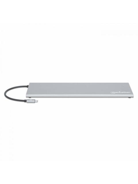 MANHATTAN DOCKING STATION USB C - 3X USB 3.0 1X USB C 1X HDMI 1X VGA 1X MINI DISPLAYPORT 1X RJ-45 1X SD HEMBRA 5000 MBIT-S GRIS