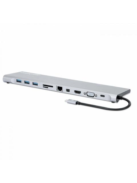 MANHATTAN DOCKING STATION USB C - 3X USB 3.0 1X USB C 1X HDMI 1X VGA 1X MINI DISPLAYPORT 1X RJ-45 1X SD HEMBRA 5000 MBIT-S GRIS
