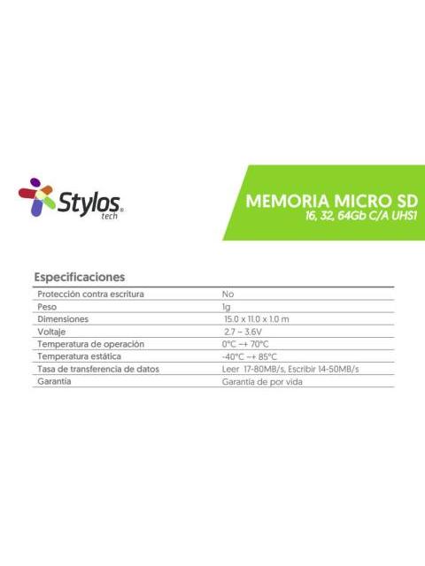 MEMORIA FLASH STYLOS STMSDA3B 64GB MICROSD