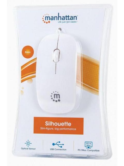 MINI MOUSE MANHATTAN OPTICO SILUETA ALAMBRICO 1000DPI USB BLANCO