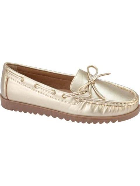 MOCASIN METALICO CON MOÑO ORO SHOSH