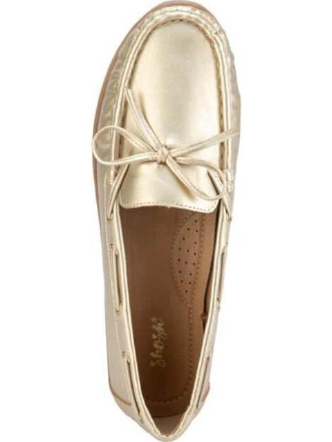 MOCASIN METALICO CON MOÑO ORO SHOSH
