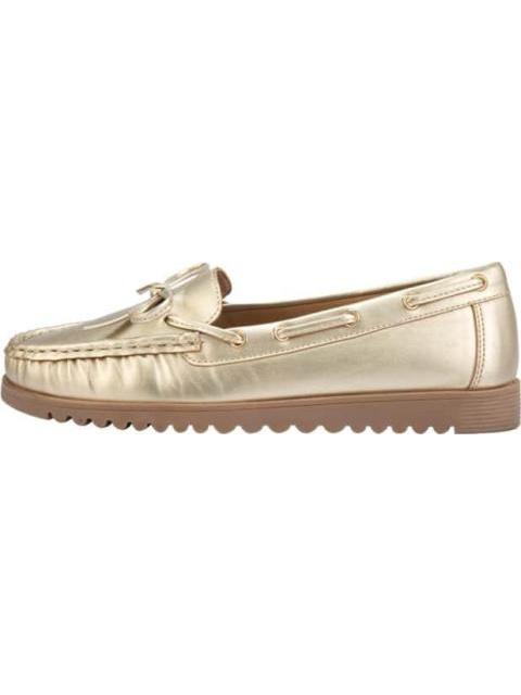 MOCASIN METALICO CON MOÑO ORO SHOSH