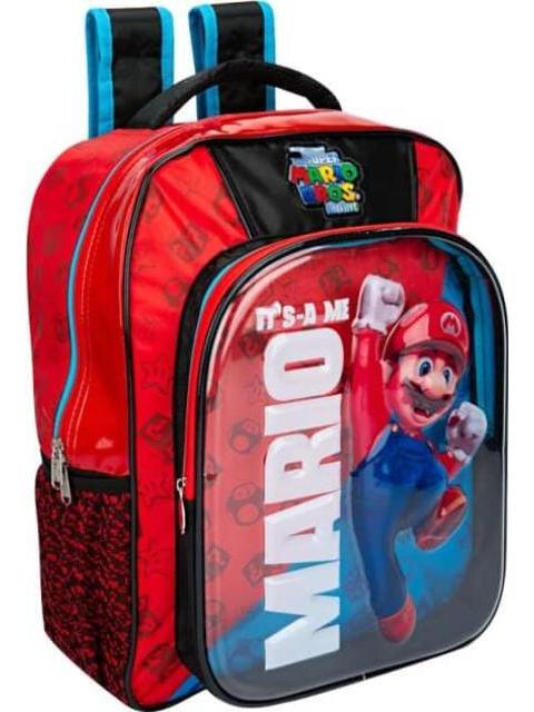 MOCHILA LAPICERA Y LONCHER KIT ESCOLAR NEGRO SUPER MARIO BROS