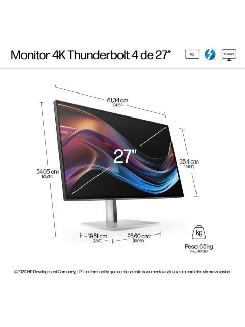 MONITOR HP THUNDERBOLT 4 LCD 27 3840X2160 4K ULTRA HD 60HZ HDMI-DISPLAYPORT NEGRO