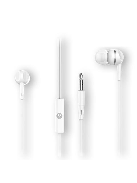 MOTOROLA AUDIFONOS INTRAURICULARES CON MICROFONO EARBUDS 105 ALAMBRICO 1.2 METROS 3.5MM BLANCO