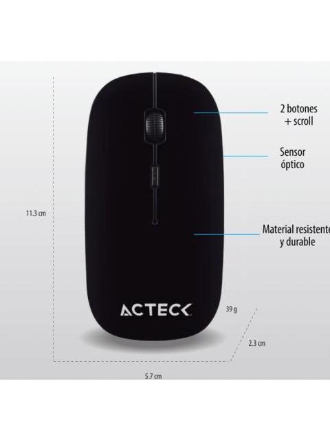 MOUSE ACTECK OPTICO OPTIMIZE MI240 INALAMBRICO USB 1200DPI NEGRO