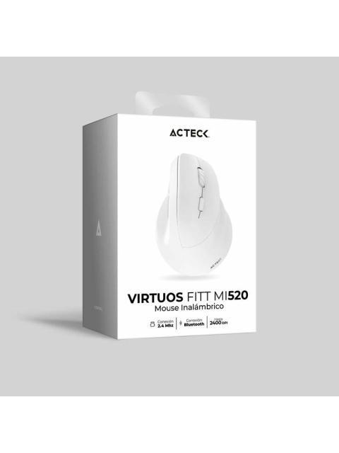 MOUSE VERTICAL ERGONOMICO ACTECK OPTICO VIRTUOS FITT MI520 INALAMBRICO USB-A 2400DPI BLANCO