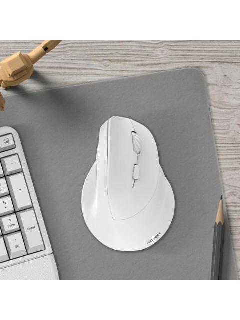 MOUSE VERTICAL ERGONOMICO ACTECK OPTICO VIRTUOS FITT MI520 INALAMBRICO USB-A 2400DPI BLANCO