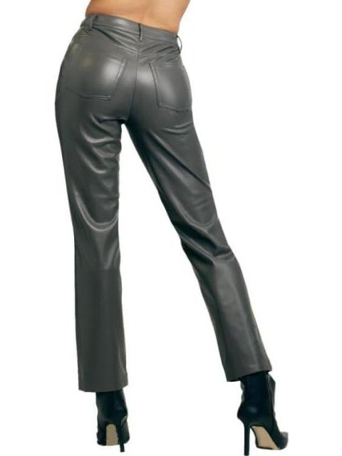 PANTALON RECTO EFECTO PIEL GRIS HOLLY LAND