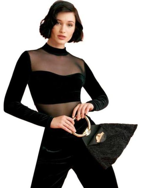 BODY CON TRANSPARENCIA NEGRO HOLLY LAND
