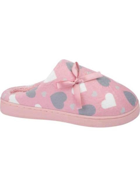 PANTUFLA DE PELUCHE CORAZONES ROSA SHOSH CONFORT