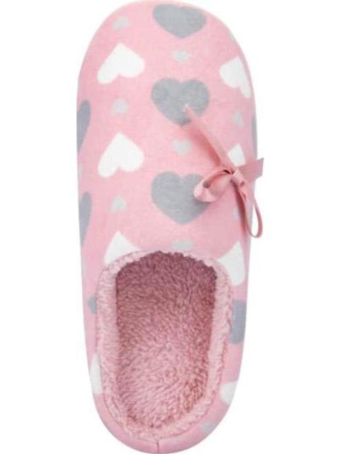 PANTUFLA DE PELUCHE CORAZONES ROSA SHOSH CONFORT
