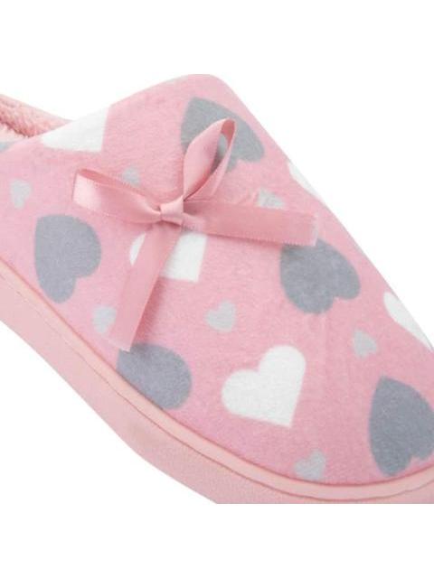 PANTUFLA DE PELUCHE CORAZONES ROSA SHOSH CONFORT