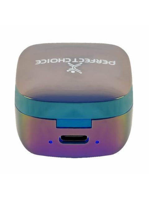 PERFECT CHOICE AUDIFONOS INTRAURICULARES CON MICROFONO TWS MINI PEARL INALAMBRICO BLUETOOTH USB-C AZUL