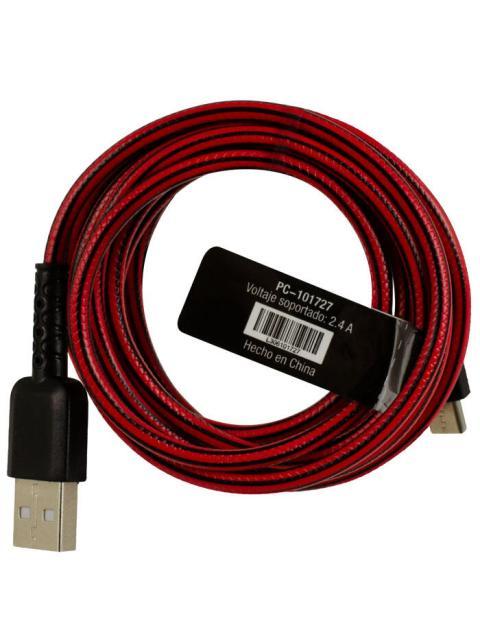 PERFECT CHOICE CABLE USB A MACHO - USB C MACHO 2 METROS NEGRO-ROJO